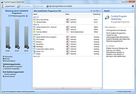 Behind the Scenes: TuneUp Program Deactivator – Gesunder Schlaf für mehr Leistung Bild: Behind the Scenes: TuneUp Program Deactivator – Gesunder Schlaf für mehr Leistung
