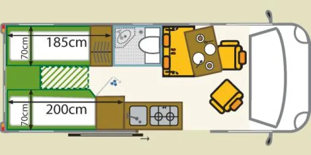 Bild: JOKO-480 +Rücksitze - Bequemes Reisen im Wohnmobil mit Einzelbetten im Heck