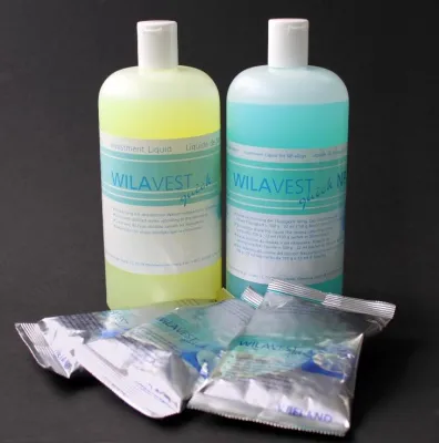 Bild: WIELAND Einbettmasse für Edelmetall- und NEM-Legierungen – 1 Pulver, 2 Flüssigkeiten