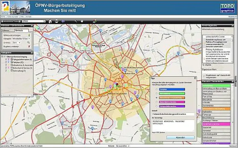 Bild: Bürgermeinung zum ÖPNV in WebMapping