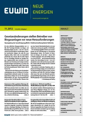 Bild: Gesetzesänderungen stellen Biogasanlagen-Betreiber vor neue Herausforderungen – EUWID NE 11/2012 erschienen