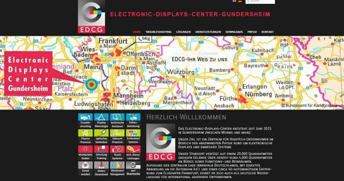 Screenshot des neuen Webauftritts des Electronic-Displays-Centers (c) Wammes & Partner GmbH