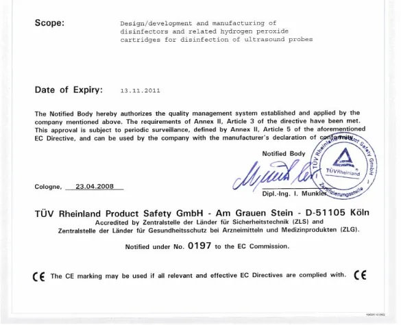 Nanosonics erhält CE Zertifizierung Bild: Nanosonics erhält CE Zertifizierung