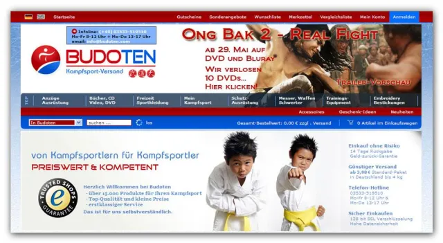 Bild: Kampfsport-Equipment vom Profi online kaufen - Der Webshop von Budoten Kampfsportartikel Versand