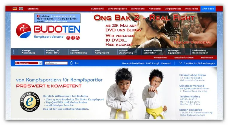 Bild: Kampfsport-Equipment vom Profi online kaufen - Der Webshop von Budoten Kampfsportartikel Versand
