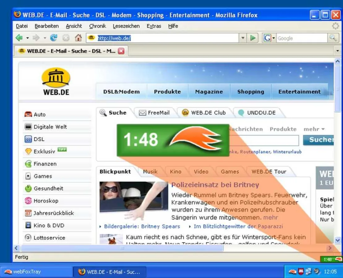 Integriertes Zeitmanagement informiert über privates Surfguthaben
