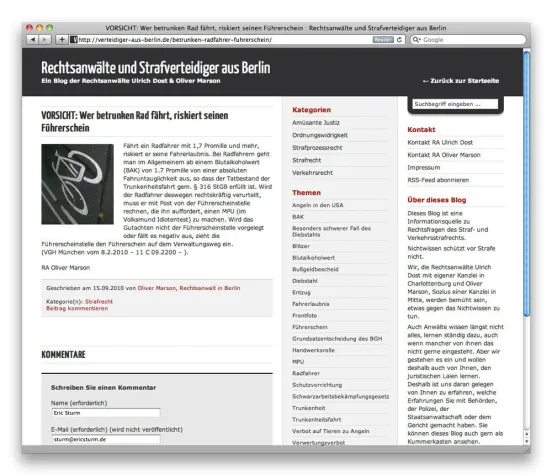 Bild: Berliner Rechtsanwälte starten Blog zu Strafrecht und Verkehrsstrafrecht