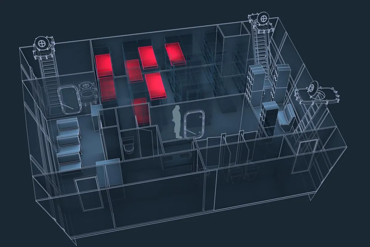 Einer der Schlafräume der Mannschaft in dem 7 Marines gestorben sind / ixtract GmbH