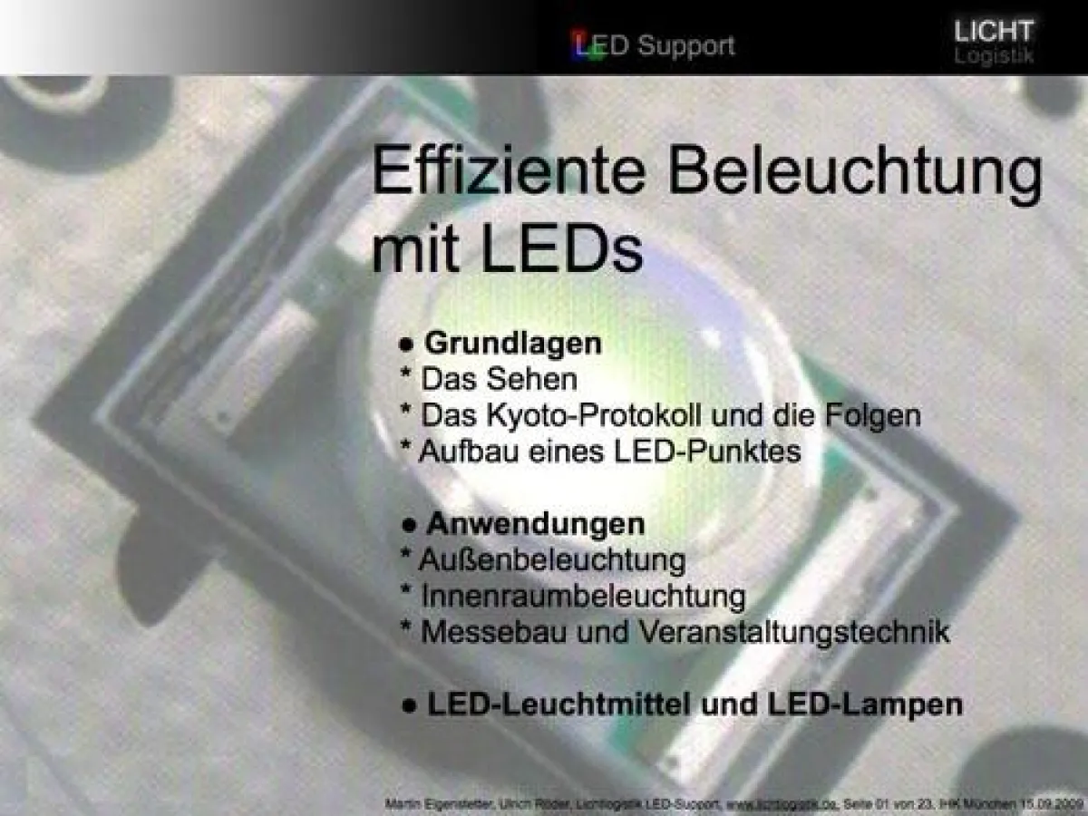 Vortrag LED-Technik Lichtlogistik bei der IHK München