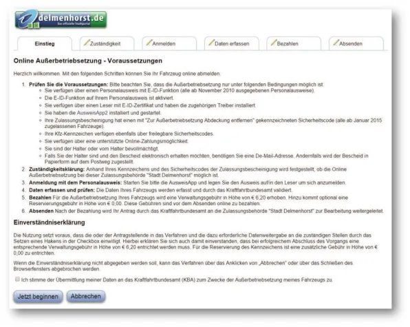 Bild: Erste online Kfz-Abmeldung in Delmenhorst