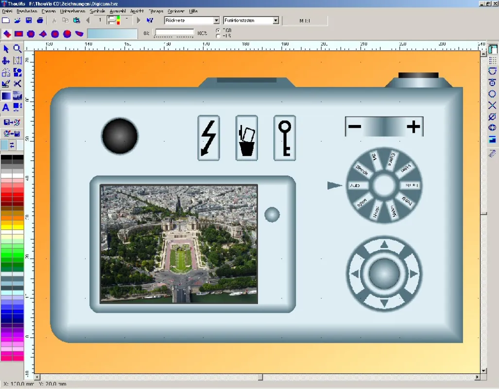 Screenshot der CAD- und Grafiksoftware ThouVis 1.5. Weitere Infos unter www.thouvis-software.com