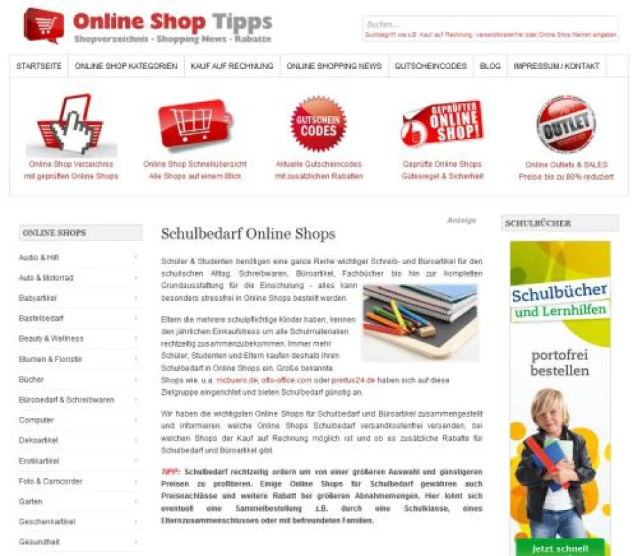 Schulbedarf bequem online bestellen