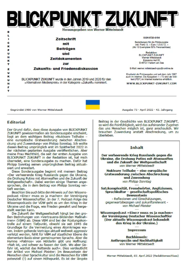 Blickpunkt Zukunft Ausgabe 73 (© Werner Mittelstaedt)