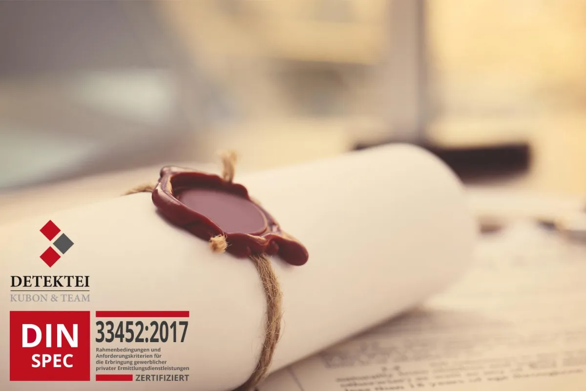 Zertifikat für die Detektei Kubon Fischer