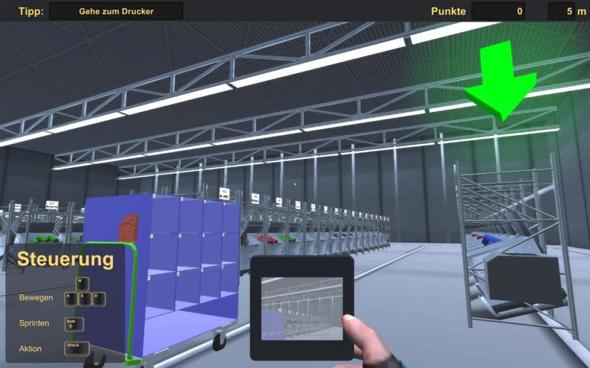 Copyright: Fraunhofer IML. Das Serious Game (Lernspiel) PickNick bildet detailreic