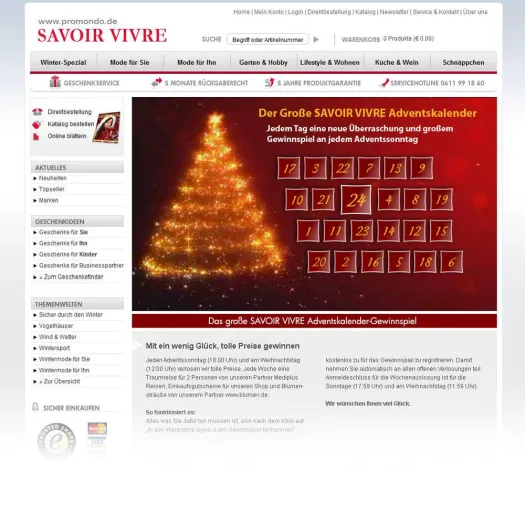 Tolle Preise und Angebote: Der große SAVOIR VIVRE-Adventskalender ist wieder da Bild: Tolle Preise und Angebote: Der große SAVOIR VIVRE-Adventskalender ist wieder da