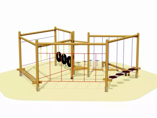 Bild: Niedrigseilgärten fördern Bewegung und Geschicklichkeit auf kommunalen Spielplätzen