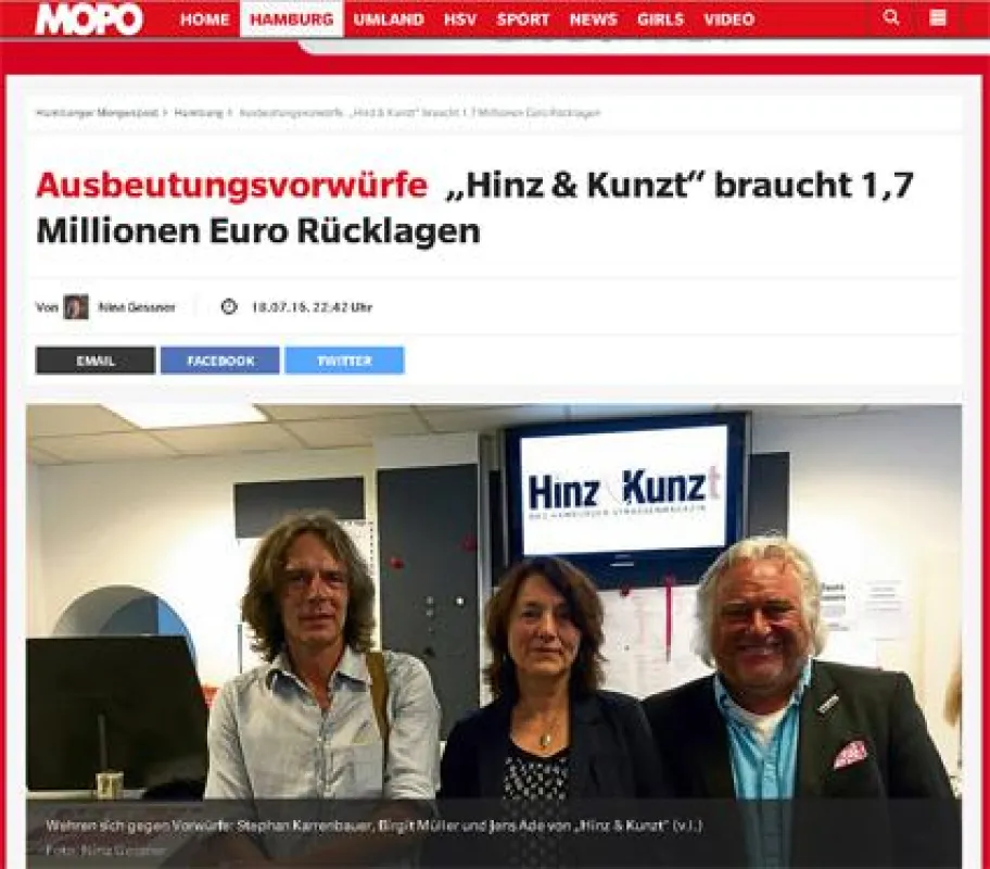 Die MOPO berichtet am 18.7. 2016 über angebliche Racheartikel von HANSETIPP