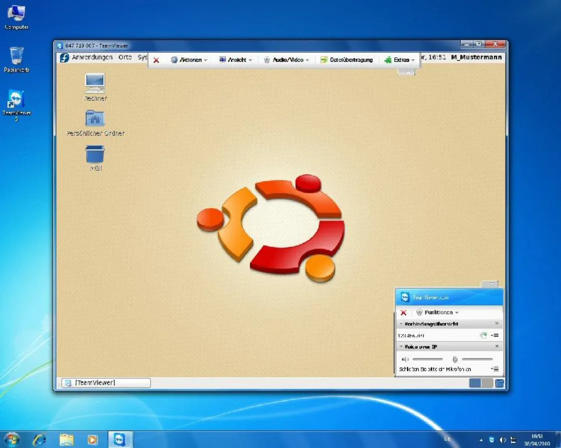 Screenshot TeamViewer Linux / Fernwartung