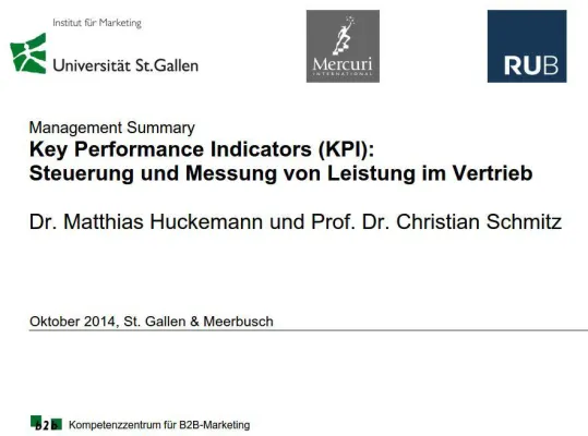 Bild: Studie zum Thema Key Performance Indicators (KPI): Steuerung und Messung von Leistung im Vertrieb