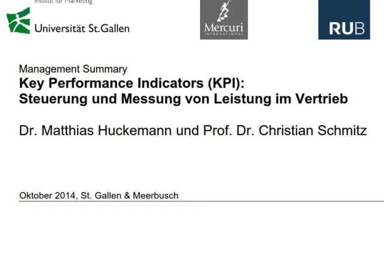 Bild: Studie zum Thema Key Performance Indicators (KPI): Steuerung und Messung von Leistung im Vertrieb