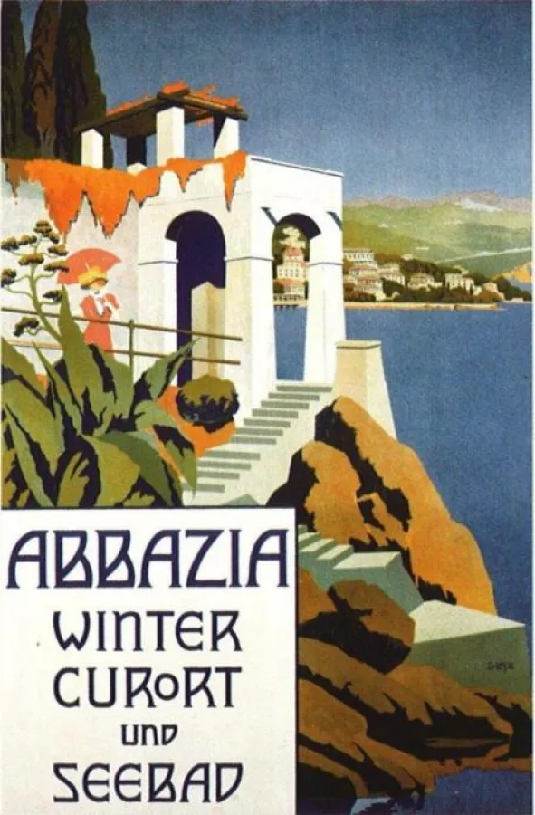 Plakat von 1911 wirbt für Opatija, früher Abbazia