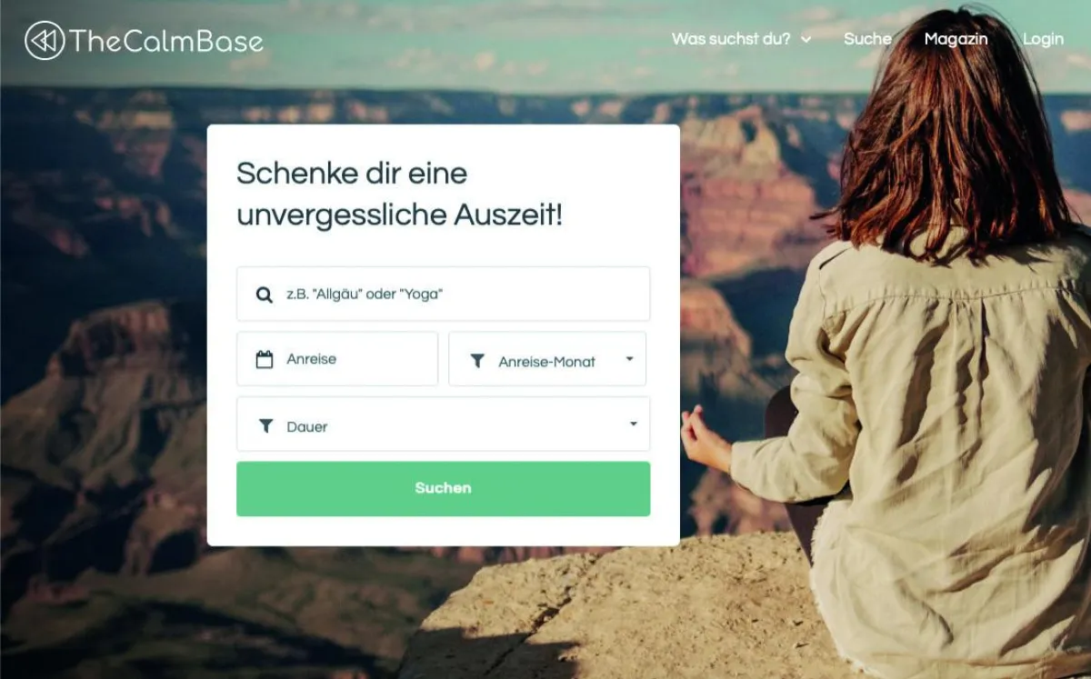 Das Angebot von TheCalmBase: Schenke dir eine unvergessliche Auszeit.