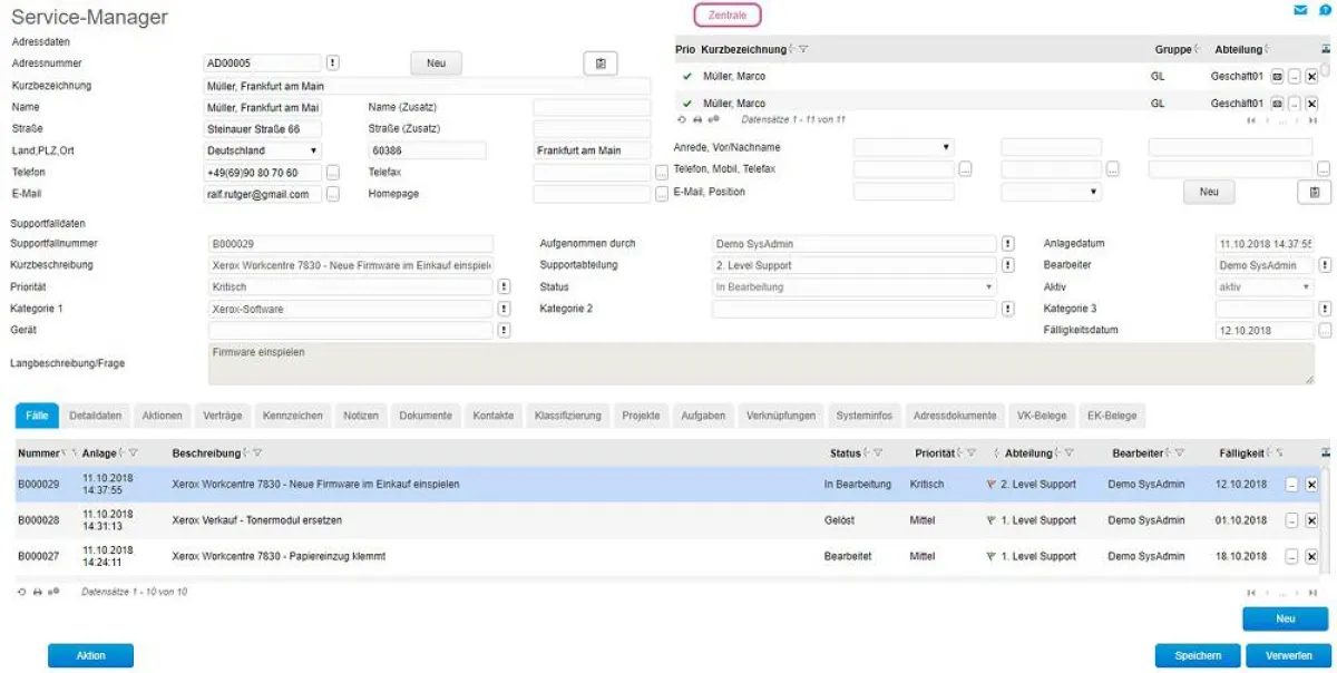 Der Service-Manager im Einsatz. (Quelle: Myfactory)