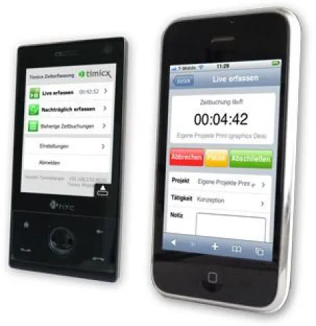 Bild: Timicx Mobile: Projektzeiten mobil mit dem Handy erfassen