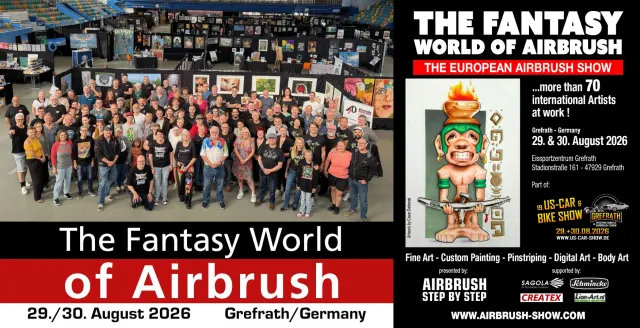 Bild: The Fantasy World of Airbrush 2026: Internationale Airbrush-Kunst und Spritzpistolen-Know-How am Niederrhein