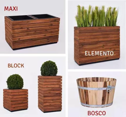 Bild: Neue Pflanzkübel aus Holz: Langlebige Akazie, modernes und klassisches Design