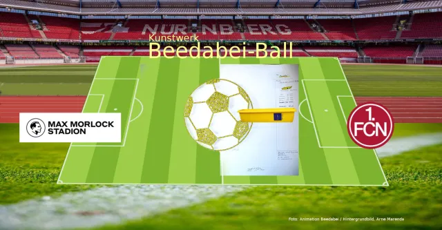 Das Kunstprojekt Beedabei-Ball bringt Clubfans ins Max-Morlock-Stadion Bild: Das Kunstprojekt Beedabei-Ball bringt Clubfans ins Max-Morlock-Stadion