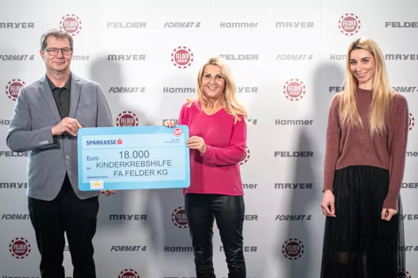 Bild: Felder Group spendet 18.000 Euro für die Kinder-Krebs-Hilfe Tirol