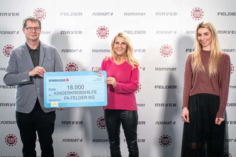 Felder Group spendet 18.000 Euro für die Kinder-Krebs-Hilfe Tirol Bild: Felder Group spendet 18.000 Euro für die Kinder-Krebs-Hilfe Tirol