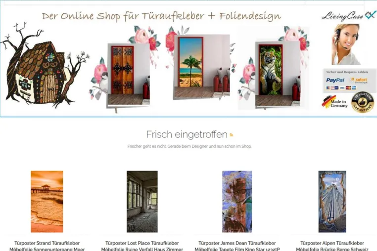 Bild: LivingCasa.de -  wunderschöne selbstklebende Türaufkleber und Türtapeten 