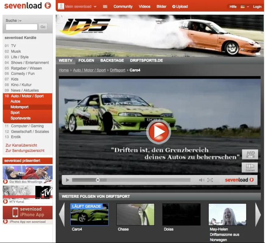 International Drift Series fährt nun auch bei sevenload
