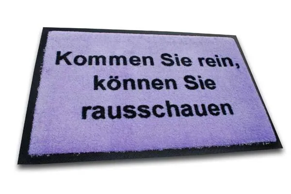 Bild: Fussmatte «Kommen Sie rein, können Sie rausschauen» neu bei geschenkbox.de