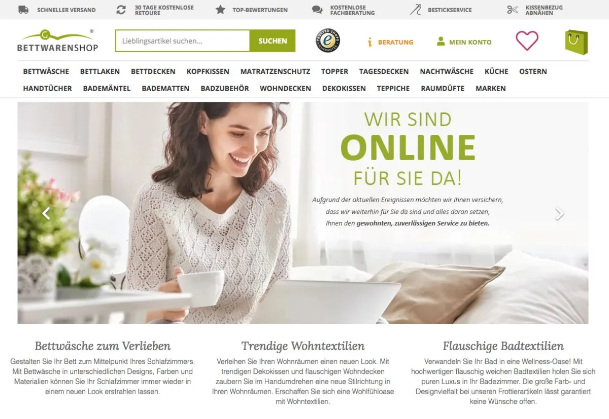 Einkaufen, bequem und ohne Gesundheitsrisiko von zuhause - vom eigenen Sofa – aus.