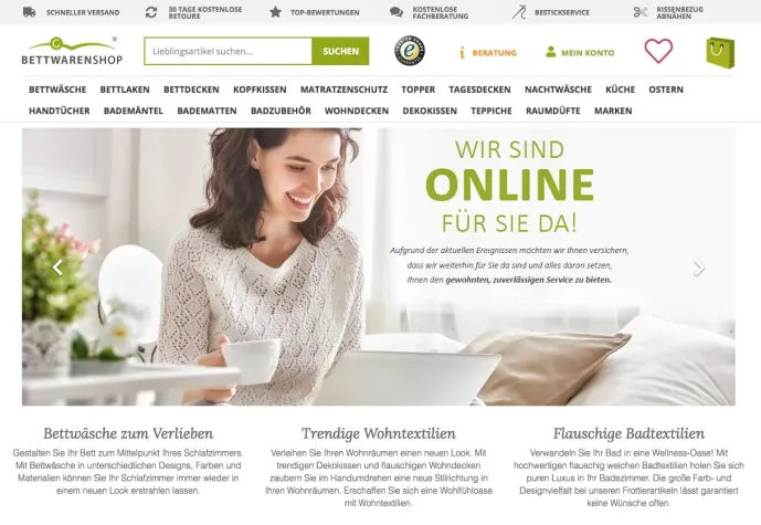 Bild: Bettwaren-Shop.de - Kontaktfrei einkaufen ist Programm