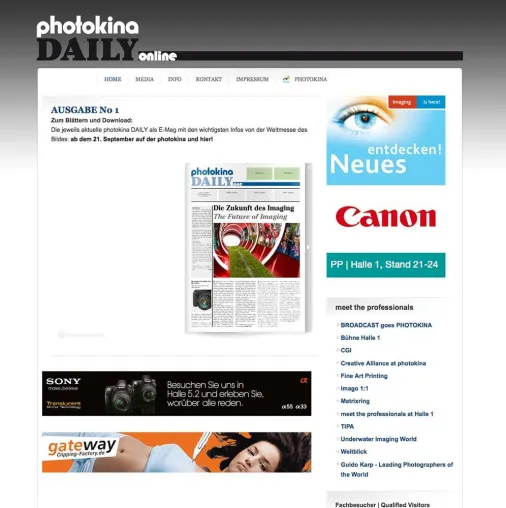 photokina DAILY präsentiert jeden Morgen die aktuellsten Informationen der größten Fotomesse Bild: photokina DAILY präsentiert jeden Morgen die aktuellsten Informationen der größten Fotomesse