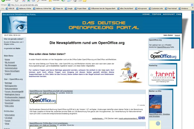 Bild: OpenOffice.org Portal zu neuen Ufern