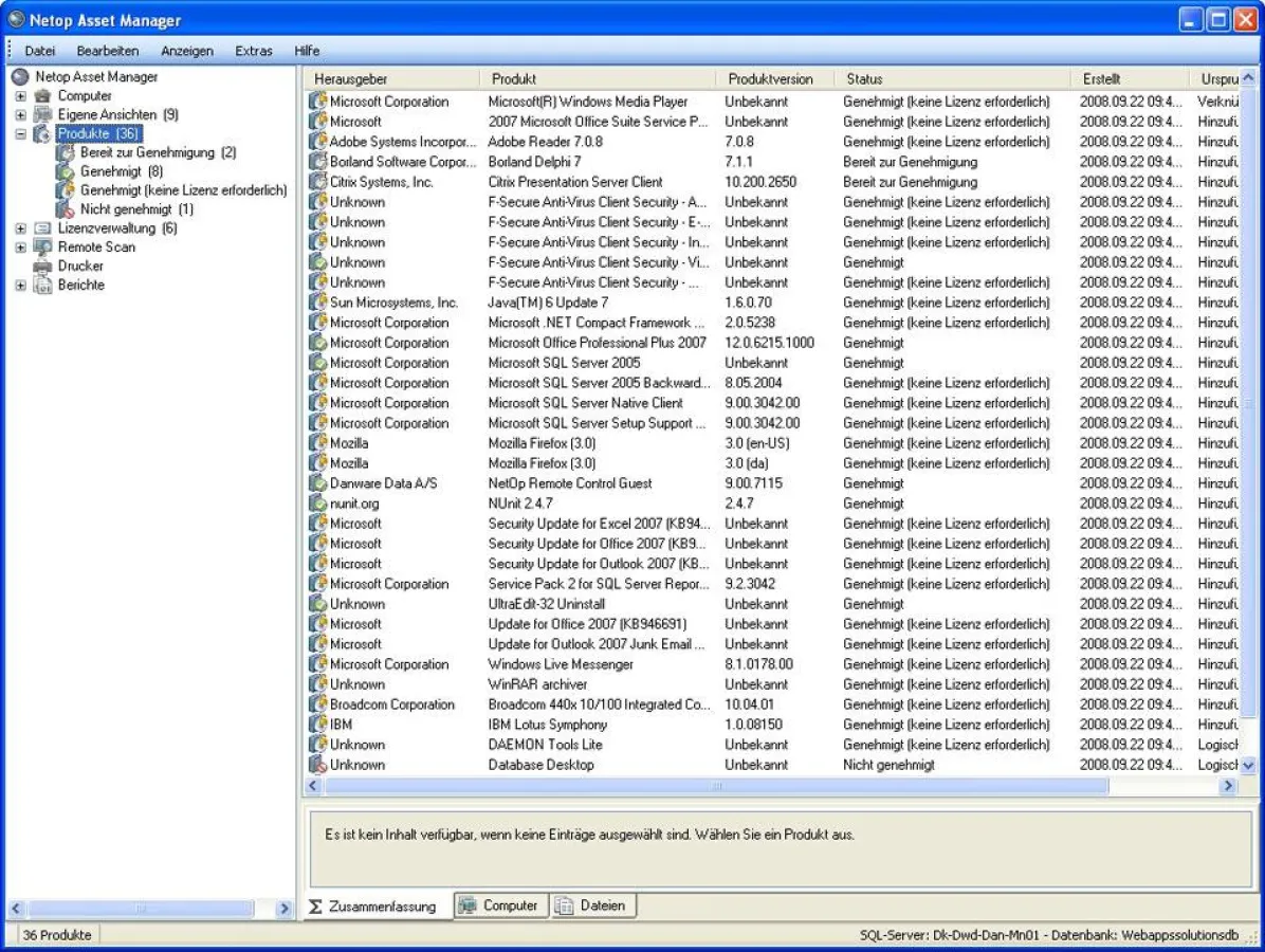 Netop Asset Control liefert per Remote-Scan einen kompletten Überblick über die netzwerkweit installierte Software
