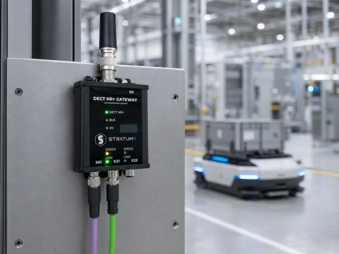 STRATUM 9 bringt erstes industriell einsetzbares DECT NR+ Gateway für mobile Echtzeitanwendungen auf den Markt Bild: STRATUM 9 bringt erstes industriell einsetzbares DECT NR+ Gateway für mobile Echtzeitanwendungen auf den Markt