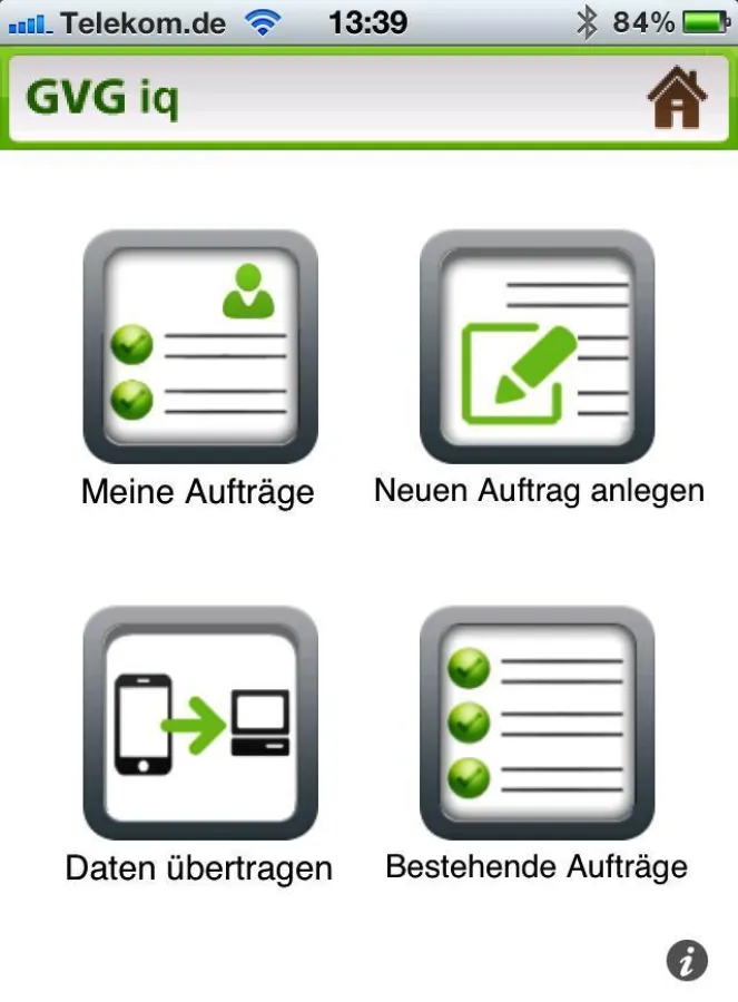 Facility-Management-Software „GVGiq“ als web-basierte Nutzeroberfläche auf dem IPhone.