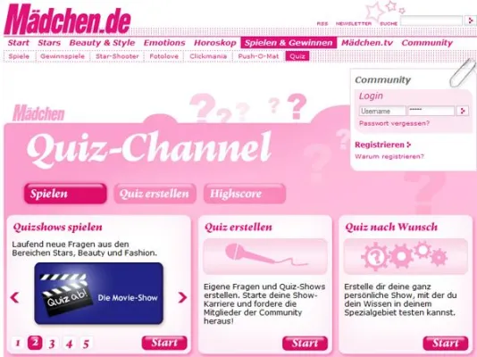 Mädchen.de quizzt mit ChannelQ - Der Mädchen.de Quiz-Channel geht an den Start Bild: Mädchen.de quizzt mit ChannelQ - Der Mädchen.de Quiz-Channel geht an den Start