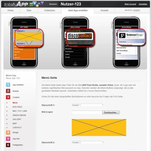 iPhone Apps mit App-Baukasten „totallyApp“ selbst bauen und veröffentlichen Bild: iPhone Apps mit App-Baukasten „totallyApp“ selbst bauen und veröffentlichen