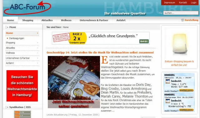 Bild: Hamburger City-Quartier „ABC-Forum“ startet ihre erste Homepage mit Online-Einkaufsmöglichkeiten