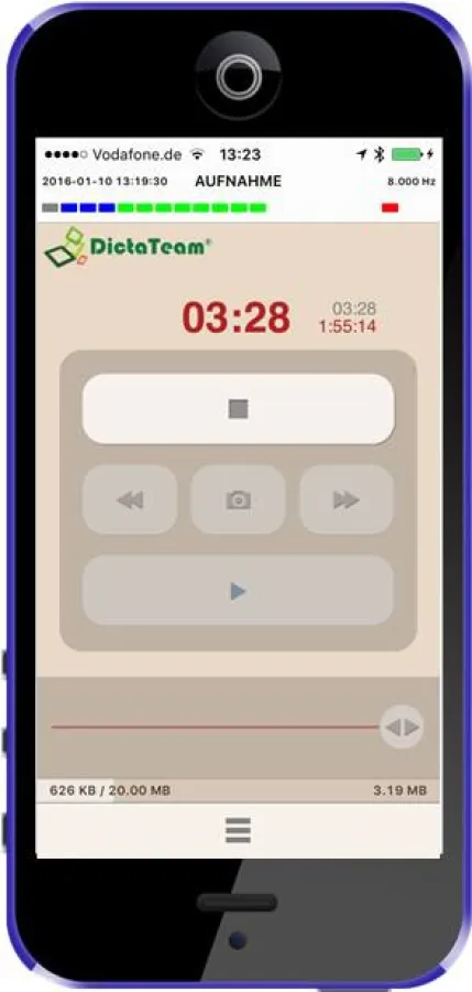 DictaTeam - Smartphone Diktiergerät dictate on demand mobile 4.3 in LightChampagner-Farbschema