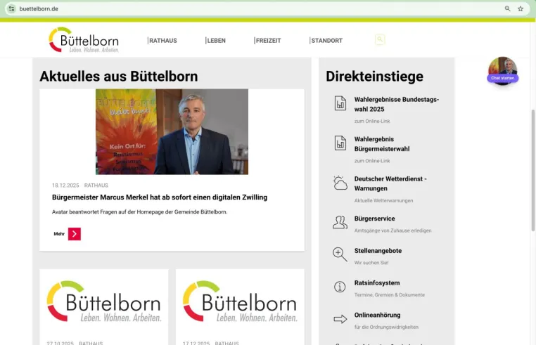 Interaktiver Bürgermeister-Avatar geht online Bild: Interaktiver Bürgermeister-Avatar geht online