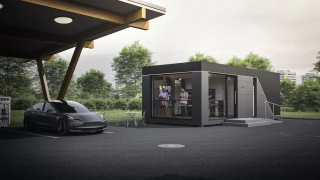 Bild: Erlebnis Ladepark neu definiert: BLOXS präsentiert smarte Wartelounge für E-Auto-Fahrer